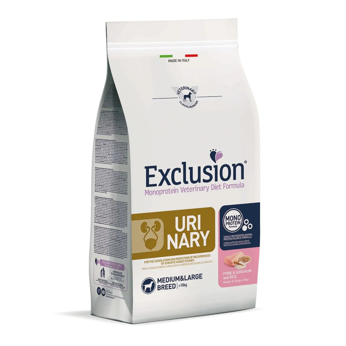 Exclusion Urinary Medium Large Breed Maiale e Sorgo 12kg Exclusion Urinary Medium Large Breed Maiale e Sorgo 12kg